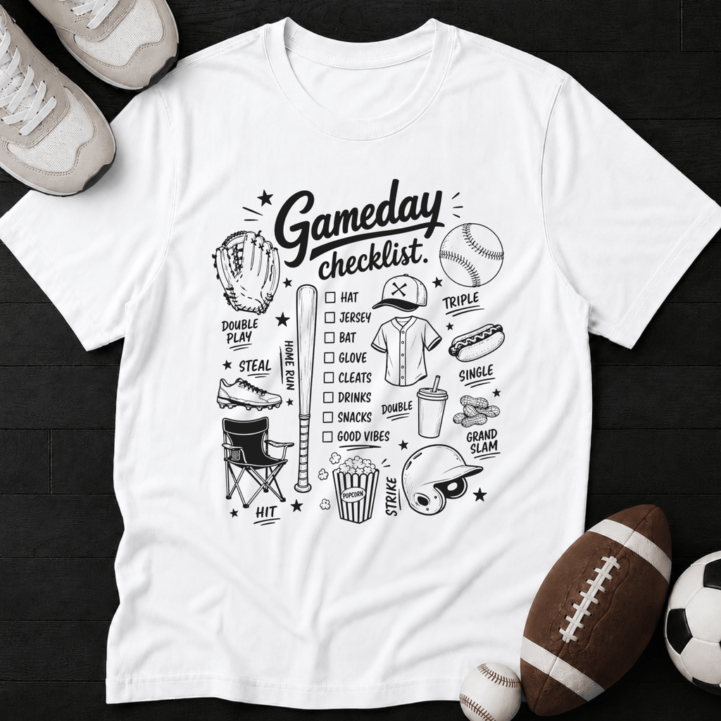 Baseball Gameday Checklist T-shirt